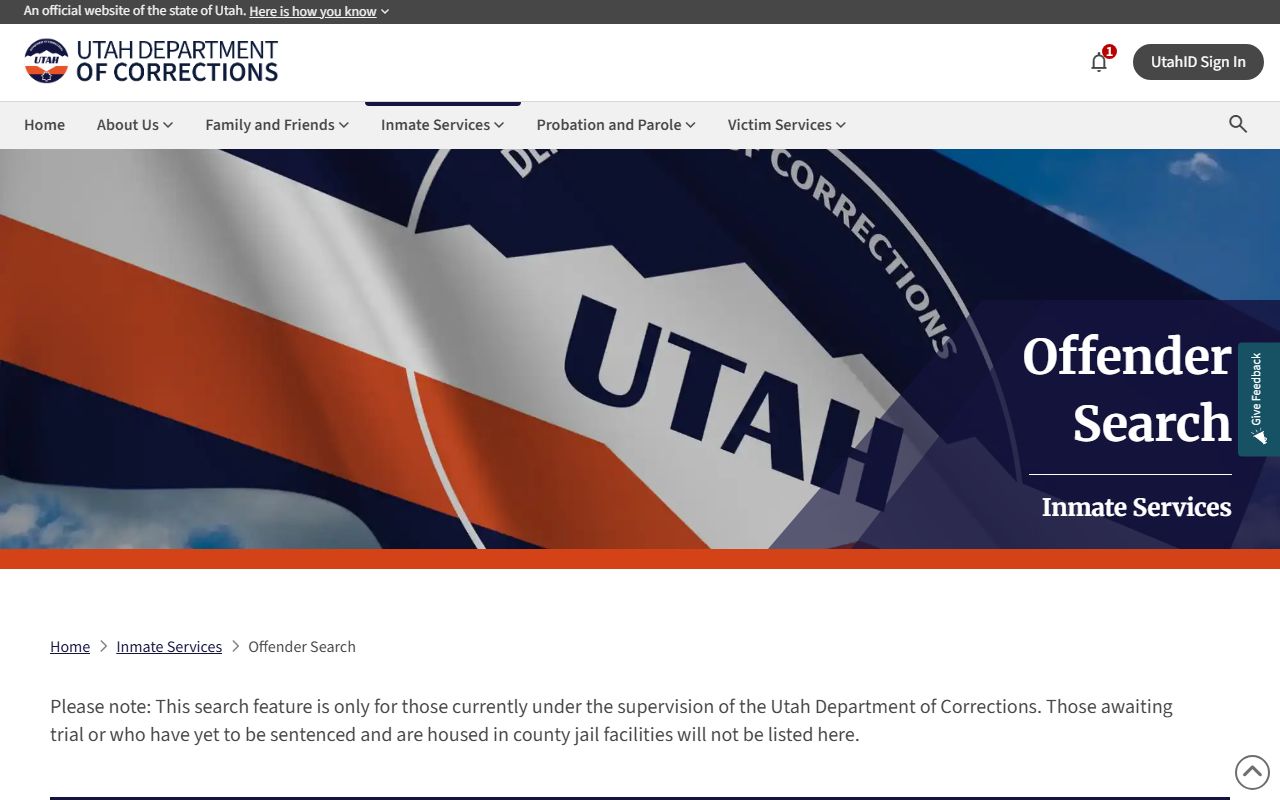 Rich County inmate population Utah DOC offender search