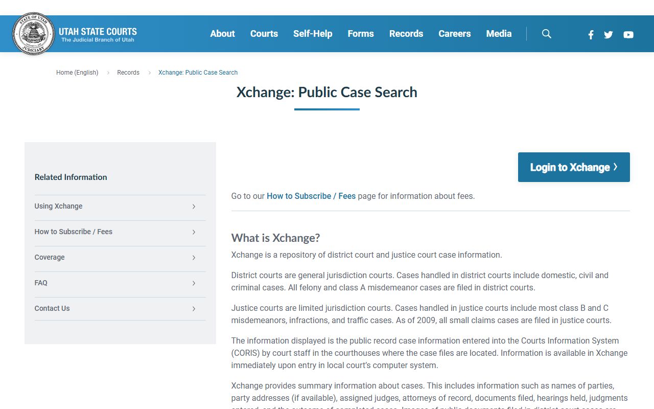 Rich County inmate records Utah Courts Xchange case search